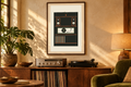 The Quiet Cabinet artwork shown in a styled frame setting. Physical art print; frame and accessories not included.