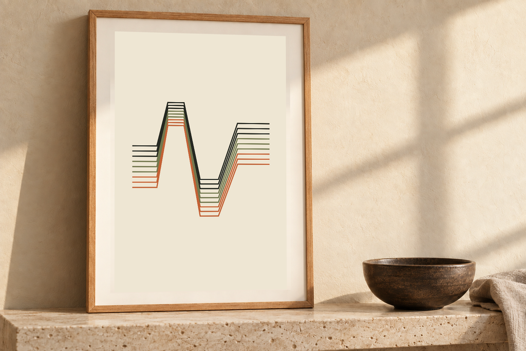 Soft Clipping artwork shown in a styled frame setting. Physical art print; frame and accessories not included.
