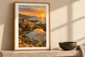 Radio at the Tidal Pool artwork shown in a styled frame setting. Physical art print; frame and accessories not included.