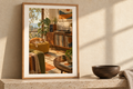 Sunday with the Cat artwork shown in a styled frame setting. Physical art print; frame and accessories not included.