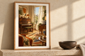 Piano Beside the Window artwork shown in a styled frame setting. Physical art print; frame and accessories not included.