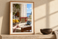 Sunday Kitchen artwork shown in a styled frame setting. Physical art print; frame and accessories not included.