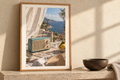Coastal FM artwork shown in a styled frame setting. Physical art print; frame and accessories not included.