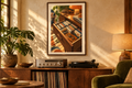 The Tape Drawer artwork shown in a styled frame setting. Physical art print; frame and accessories not included.