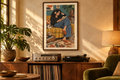 Sunday on the Sofa artwork shown in a styled frame setting. Physical art print; frame and accessories not included.