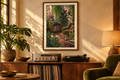 Jazz Under Leaves artwork shown in a styled frame setting. Physical art print; frame and accessories not included.