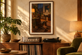 Late Shift at Home artwork shown in a styled frame setting. Physical art print; frame and accessories not included.