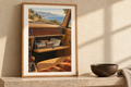 Tape in the Glovebox artwork shown in a styled frame setting. Physical art print; frame and accessories not included.