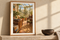 The Conservatory Record artwork shown in a styled frame setting. Physical art print; frame and accessories not included.