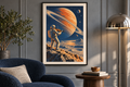 Orbital Orchestra artwork shown in a styled frame setting. Physical art print; frame and accessories not included.