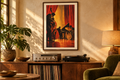 Workers Jazz Club artwork shown in a styled frame setting. Physical art print; frame and accessories not included.