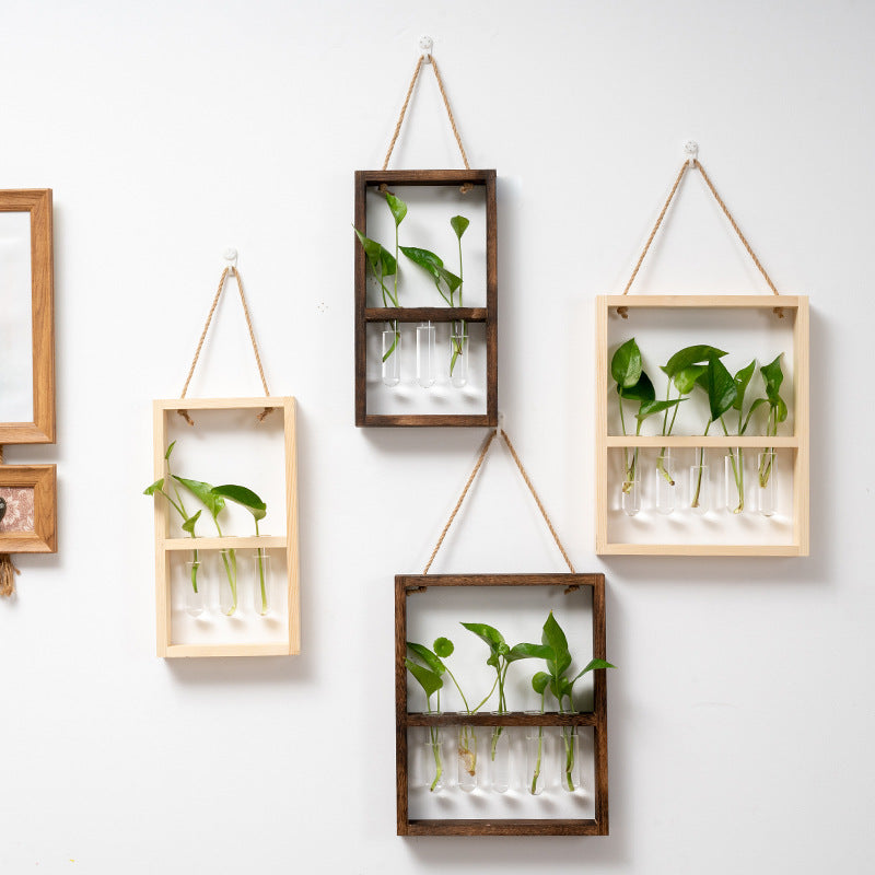Wood & Glass Wall Vase — product image 1
