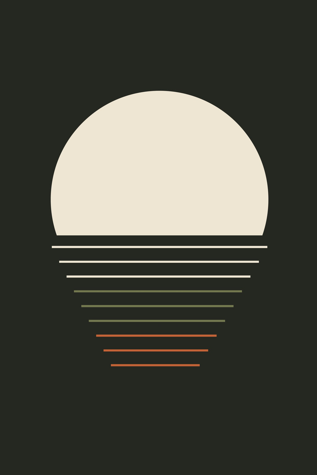 A pale disc settles into a series of diminishing reflections against near-black.