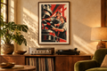 Rhythm Builders artwork displayed in a listening room. Physical art print; frame and room accessories are not included.
