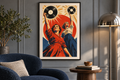 Suns of Sound artwork displayed in a listening room. Physical art print; frame and room accessories are not included.
