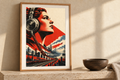 The Listening City artwork displayed in a listening room. Physical art print; frame and room accessories are not included.